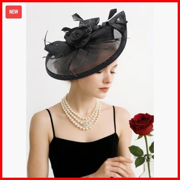Floral Derby Fascinator Hat with Clip for High Tea Parties & Events